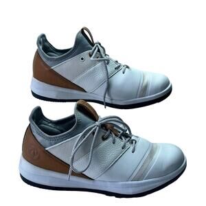 Athalonz EnVe Sneakers Mens 9 Performance Spikeless Golf Shoes White Tan Lace Up